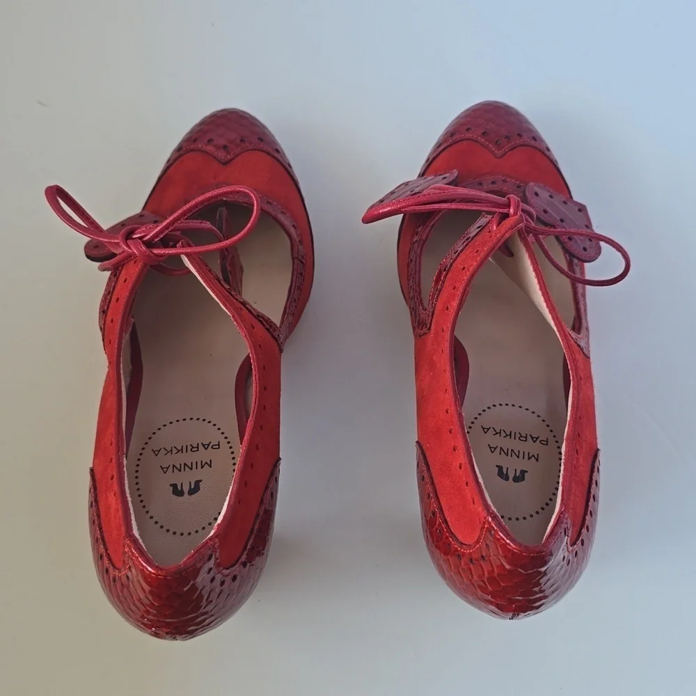 Minna Parikka Roseum Whimsical Red Heart Cutout Women's Leather Heels Sz.37 - Picture 12 of 16